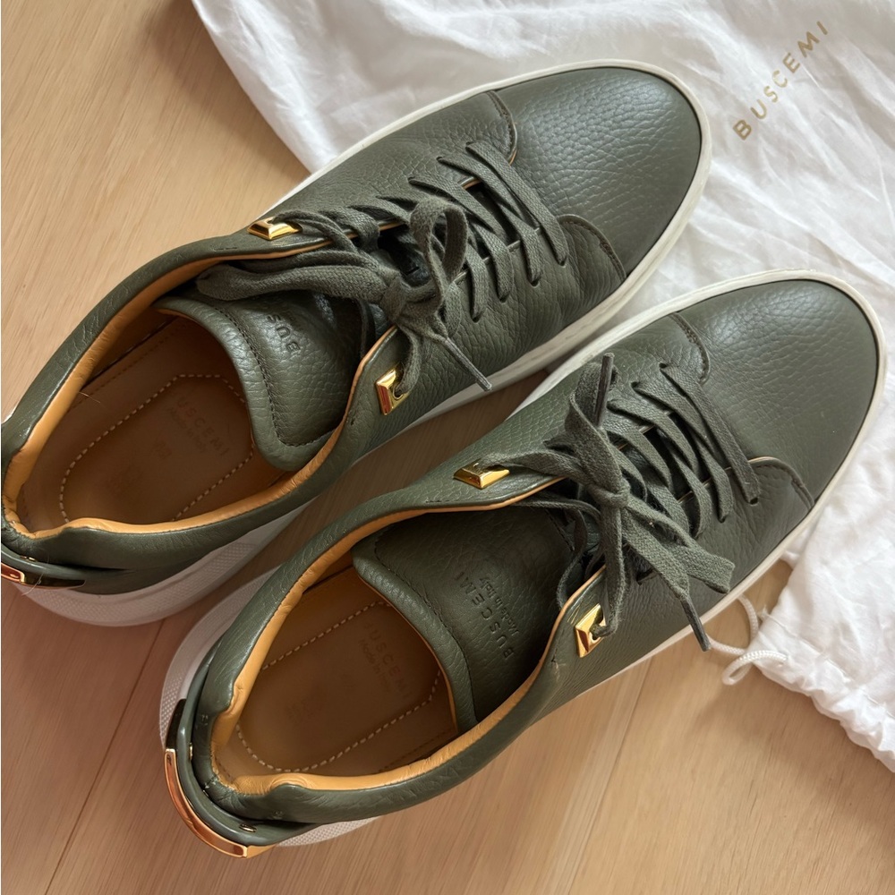 Buscemi Olive Green Leather Sneakers